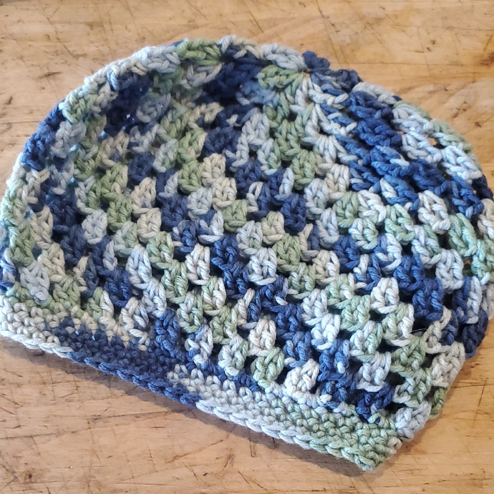 Crochet Blue and Green Beanie